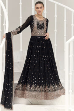 Black Floor Length Embroidered Anarkali Suit
