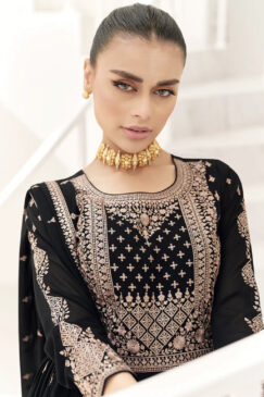 Alternative view of Black Floor Length Embroidered Anarkali Suit