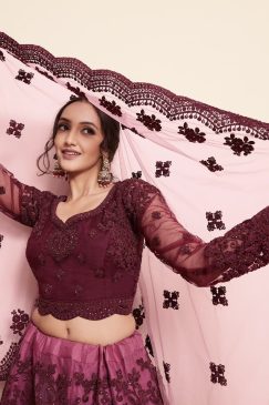 Alternative view of Wine Net Bridal Lehenga Choli