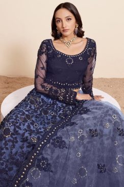 Alternative view of Shaded Midnight Blue Bridal Lehenga Choli