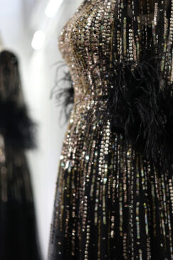 Alternative view of Luxury Feather Sleeve Sequin Embellished Evening A-line Arabic Bridal Party Dress