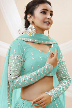 Alternative view of Sky Blue Georgette Embellished Lehenga Choli