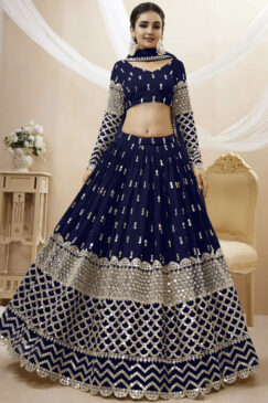 Navy Georgette Embellished Lehenga Choli