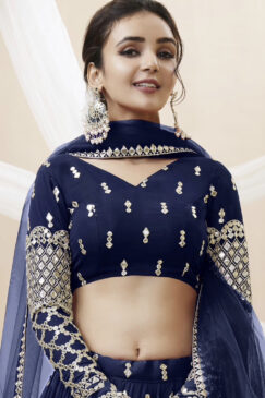 Alternative view of Navy Georgette Embellished Lehenga Choli