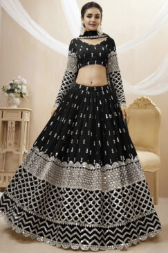 Black Georgette Embellished Lehenga Choli