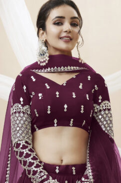 Alternative view of Wine Georgette Embellished Lehenga Choli