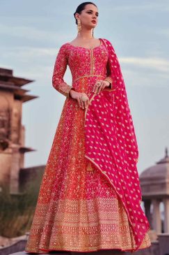 Pink Embroidered Anarkali Suit