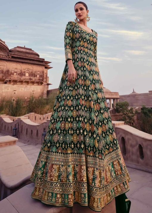Green Embroidered Anarkali Suit