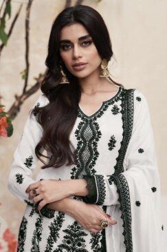 Alternative view of White Embroidered Silk Palazzo Suit