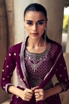 Alternative view of Wine Georgette Anarkali Lehenga Suit