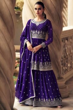 Purple Georgette Anarkali Lehenga Suit