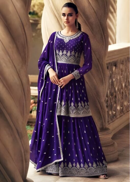 Purple Georgette Anarkali Lehenga Suit