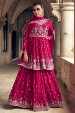 Pink Georgette Anarkali Lehenga Suit