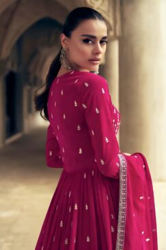 Alternative view of Pink Georgette Anarkali Lehenga Suit