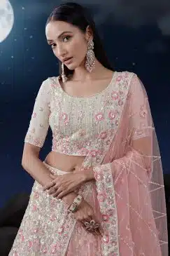 Alternative view of White Heavy Embroidered Bridal Lehenga Choli