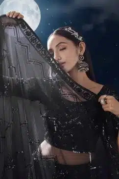 Alternative view of Black Heavy Embroidered Bridal Lehenga Choli