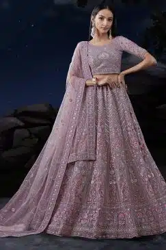 Purple Heavy Embroidered Bridal Lehenga Choli