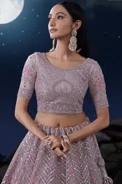Alternative view of Purple Heavy Embroidered Bridal Lehenga Choli