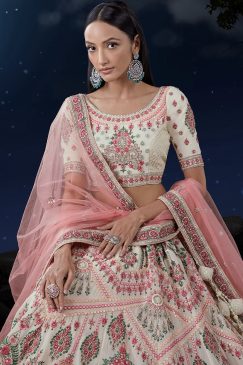 Alternative view of White Heavy Embroidered Bridal Lehenga Choli