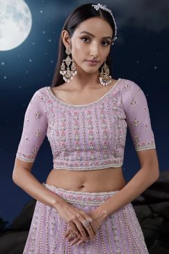 Alternative view of Purple Pink Heavy Embroidered Bridal Lehenga Choli