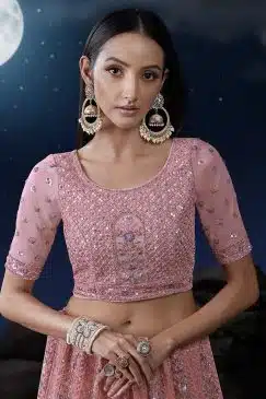 Alternative view of Pink Heavy Embroidered Bridal Lehenga Choli