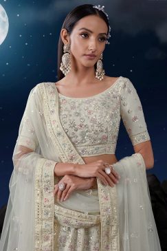 Alternative view of White Heavy Embroidered Bridal Lehenga Choli