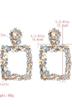Alternative view of Blue Square Door Knocker Drop Earrings