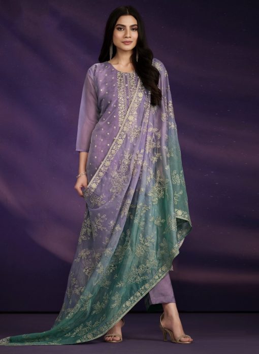 Purple Embroidered Salwar Kameez Suit