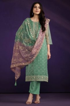 Turquoise Embroidered Salwar Kameez Suit
