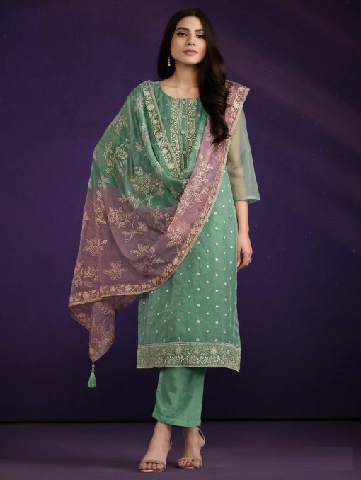 Turquoise Embroidered Salwar Kameez Suit