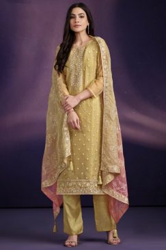 Yellow Embroidered Salwar Kameez Suit