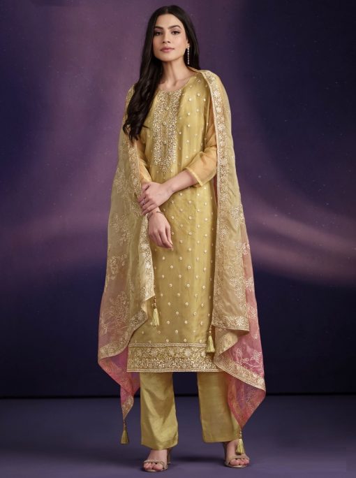 Yellow Embroidered Salwar Kameez Suit