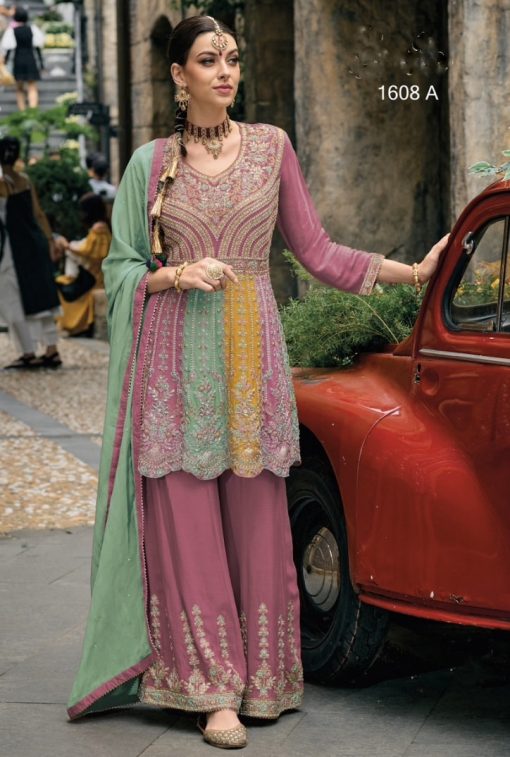 Desi Barbie Pink Embroidered Palazzo Suit