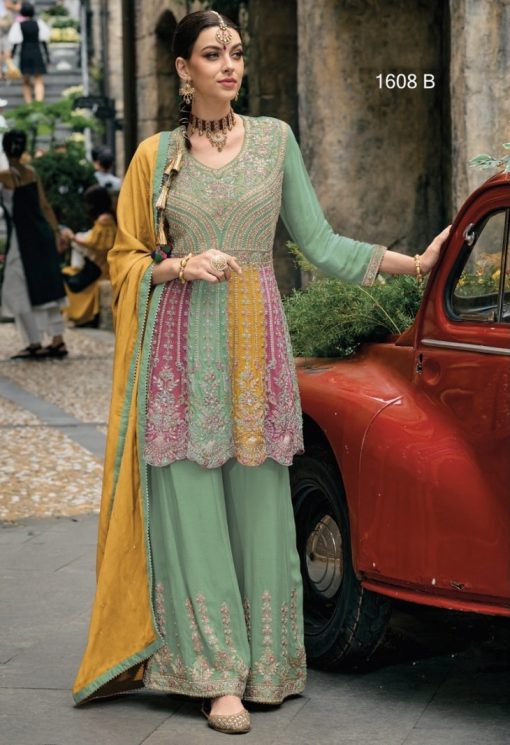 Desi Barbie Turquoise Embroidered Palazzo Suit