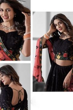 Alternative view of Black Georgette Embroidered Party Wear Lehenga Choli