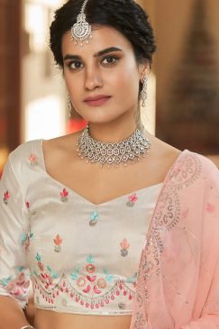 Alternative view of Shaded Blue & Peach Party Wear Lehenga Choli