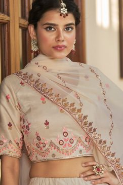 Alternative view of Shaded Beige & Maroon Party Wear Lehenga Choli