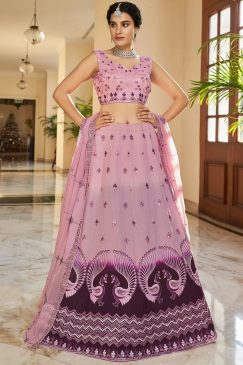Shaded Pink & Purple Party Wear Lehenga Choli