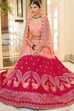 Alternative view of Shaded Peach & Pink Party Wear Lehenga Choli