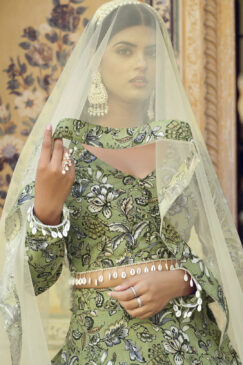 Alternative view of Light Green Crush Silk Floral Print Lehenga Choli