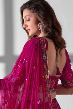 Alternative view of Pink Georgette Embroidered Party Wear Lehenga Choli