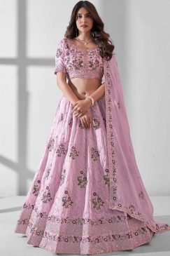 Lilac Embroidered Party Wear Lehenga Choli