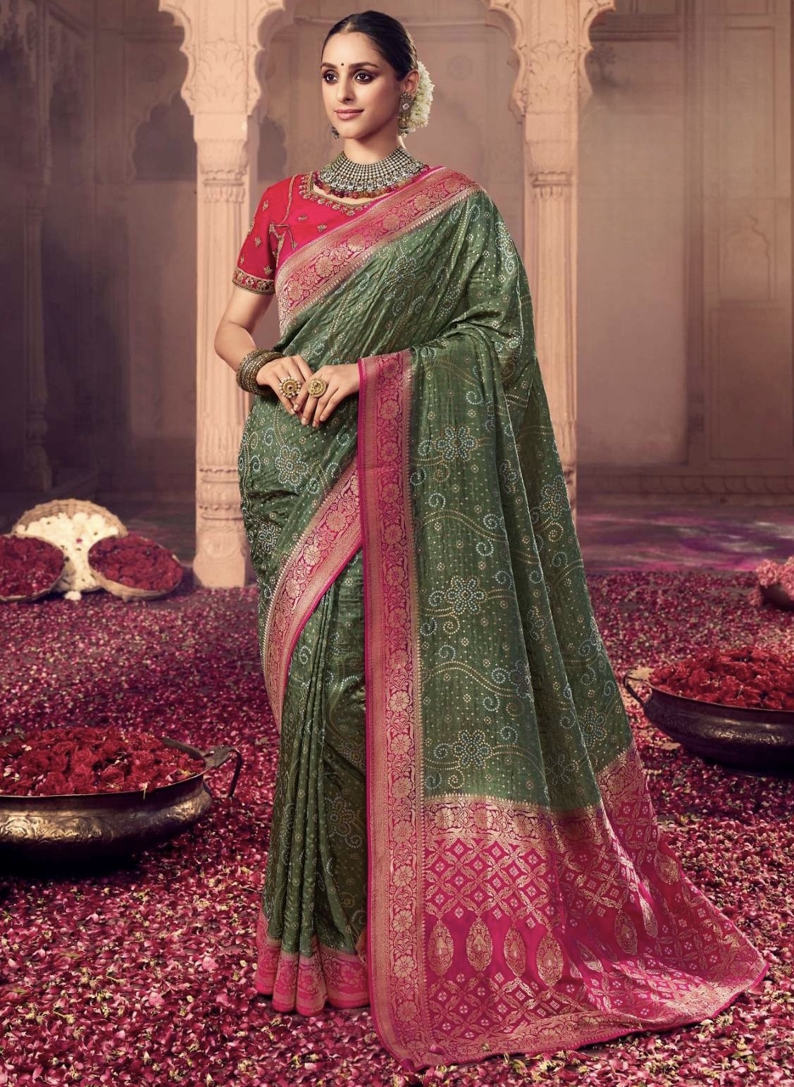 Green wedding saree collection sale