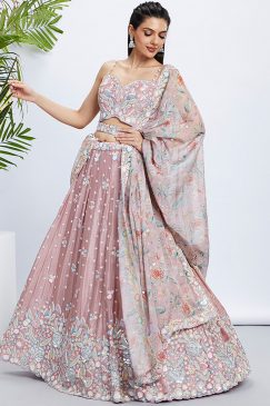 Rose Floral Sequinned Wedding Lehenga Choli