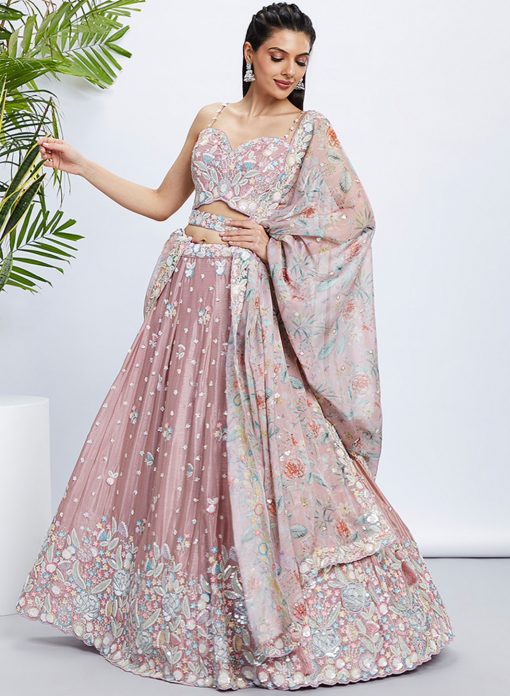 Rose Floral Sequinned Wedding Lehenga Choli