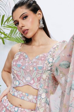 Alternative view of Rose Floral Sequinned Wedding Lehenga Choli