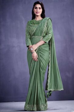 Green Soft Net Designer Saree