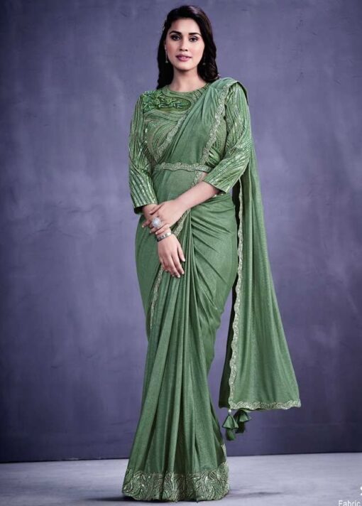Green Soft Net Designer Saree