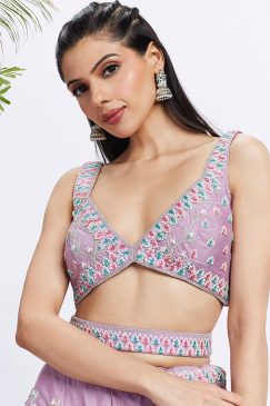 Alternative view of Lavender Floral Sequinned Wedding Lehenga Choli