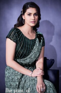 Alternative view of Green Chiffon Lycra Designer Saree